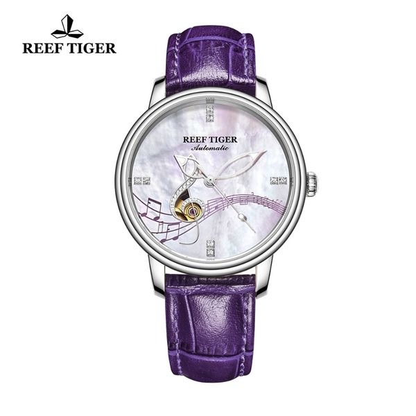 

reef tiger/rt fashion casual watches ladies creative automatic watches leather strap watches relogio feminino rga1582, Silver