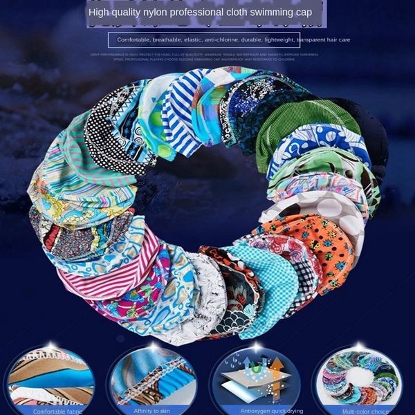 

pool wrapping paper cap polyester cloth swimming cap high elasticity solid color independent packaging cardboard swimming