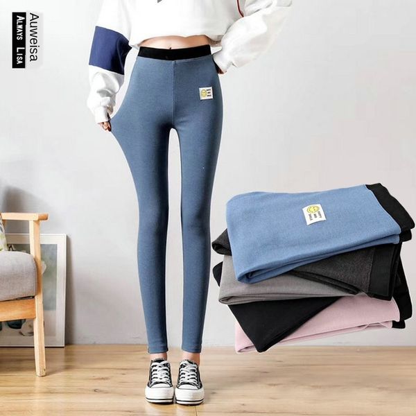 

jzcc9 2020 early spring new korean dongdaemun ins trendy smiley face leggings high spring korean pants waist ankle-length pants outer wear l, Black