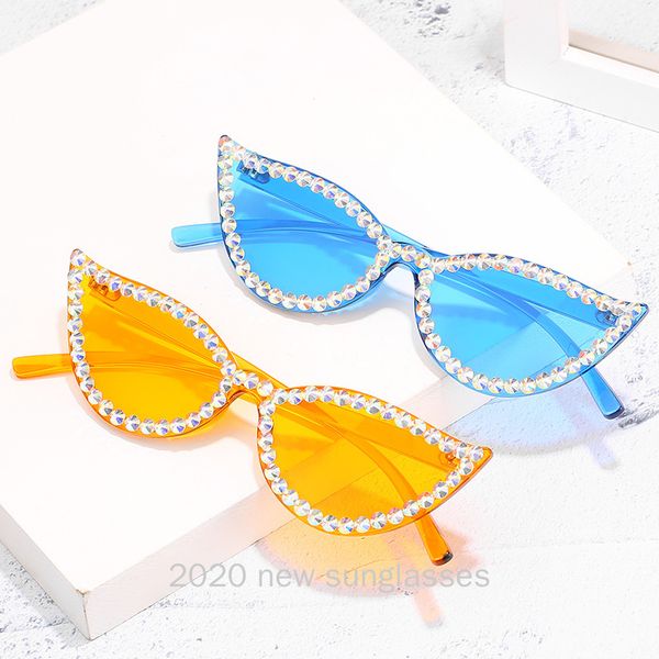 

luxury purple rhinestone sunglasses women 2020 fashion brand designer cat sun glasses big frame vintage shades female eyewear nx, White;black