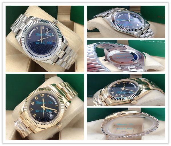 

Latest Version Men II Auto 41mm Yellow Gold 218238 Black Arabic Dial 3ATM Waterproof Fluted Bezel Automatic Fashion Men's Watches Wristwatch