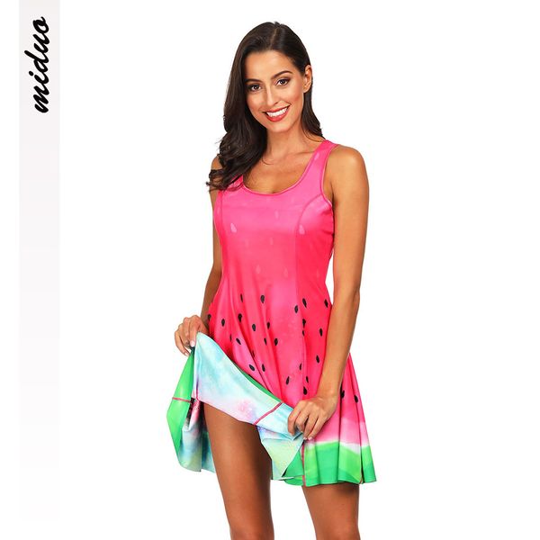 

new watermelon printed women's two-wear slim dress princess dress, Black