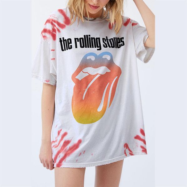 

ins amazon summer new mid-length short-sleeved t-shirt skirt female european and american loose large round neck 252194sale, White