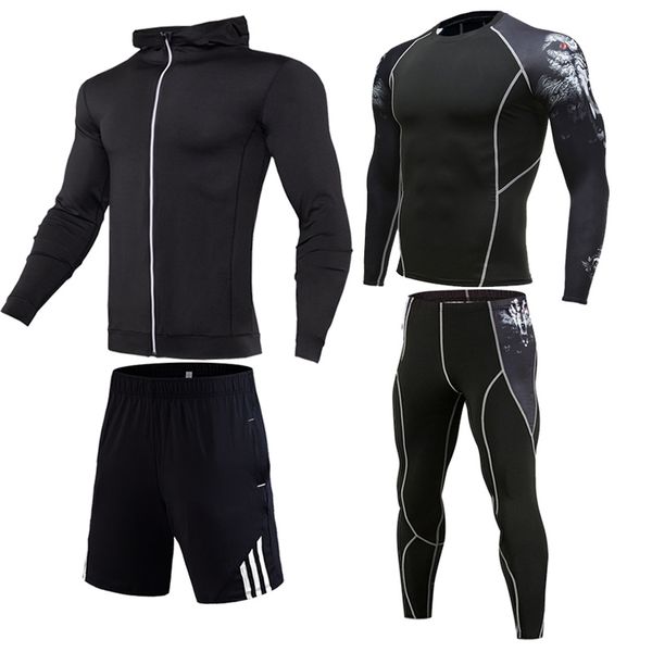 

mens сжатие tracksuit бег наборы спортивная gym костюмы мужские наборы обучение тренировки колготки фитнес колготки бег размер s-4xl, Black;blue