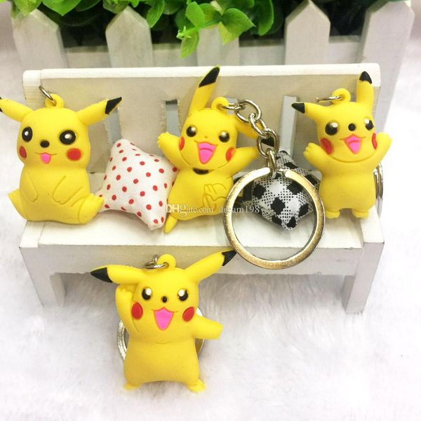 

new 4 style pika pvc keychain action figure keychain ring keyring pendant gifts ( size: 4*3.8cm