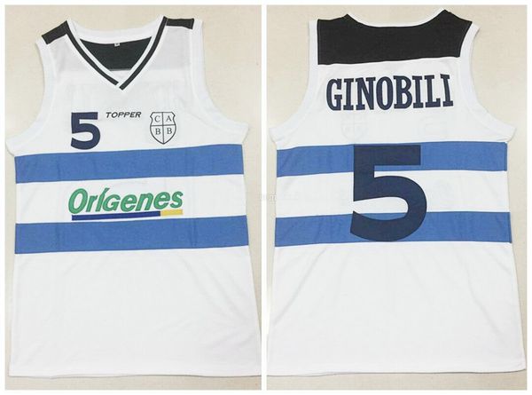 

custom made #5 manu ginobili team argentina white retro classic basketball jersey mens stitched number and name jerseys size 2xs-4xl, Black;red