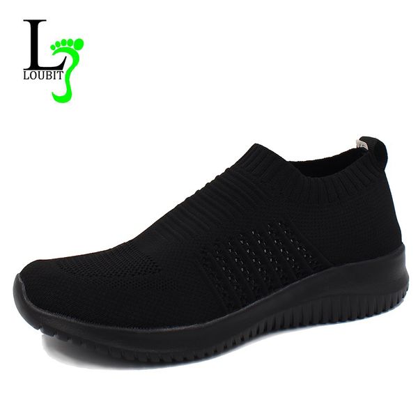 

womens shoes mesh breathable summer sneakers fashion loafers soft tenis female walking shoes women casual flats lightweight, Black