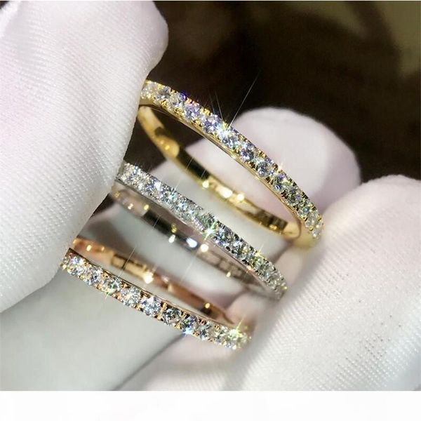 

l l simple fashion sweet cute fashion jewelry 925 sterling silver &rose gold fill pave white sapphire cz diamond women wedding band rin, Slivery;golden