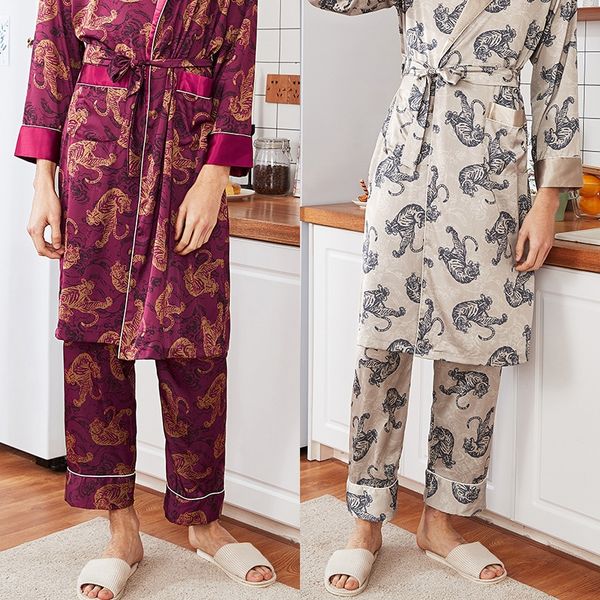 

silk home clothes single pants pajamas men's spring and summer single trousers pajamas home clothes ck1035, Black;brown