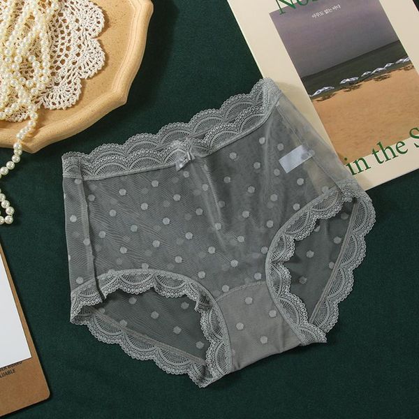 

women's panties summer transparent lace mid-waist underwear seamless soft mesh briefs, Black;pink