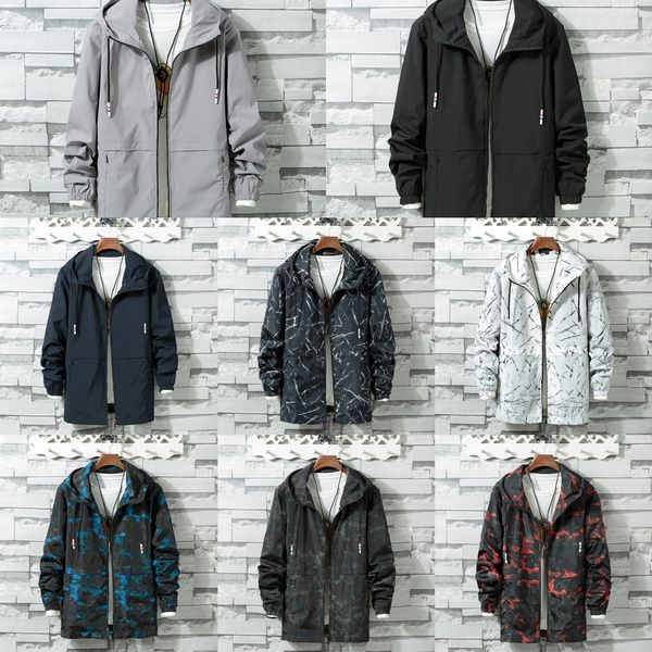 

2019 autumn new men's casual wide large size loose hooded student youth jacket trendy men's jacket, Black;brown