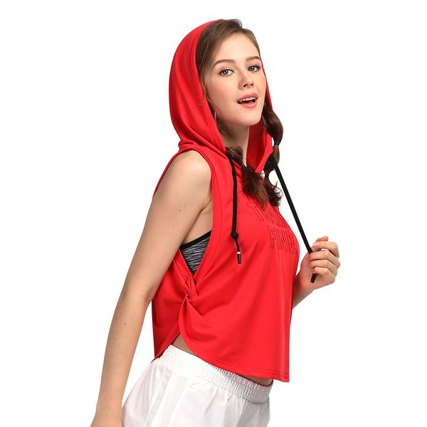 

новый стиль quick-dry hooded йога фитнес блуза сыпучие-fit дышащая спортом бег жилет без рукавов футболки жилет проверить, Black;blue