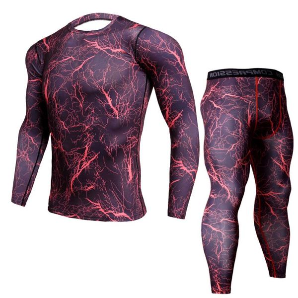 

new men compression t shirt pants suits jogging training sets male gym fitness training sports clothes t-shirts leggings, Black;blue