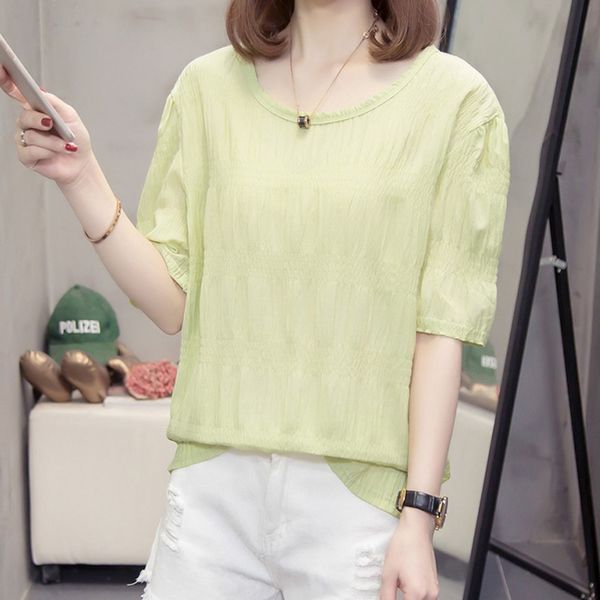 

plus size shirring t-shirts for women 2020 summer trendy short sleeve loose korean t shirts female chic oversized tunics, White