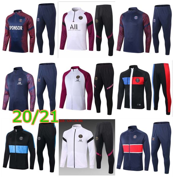 

20 21 mbappe icardi soccer tracksuit jacket 2020 2021 verratt kimpembe sarabia maillot de foot football jacket training jogging survetement, Black
