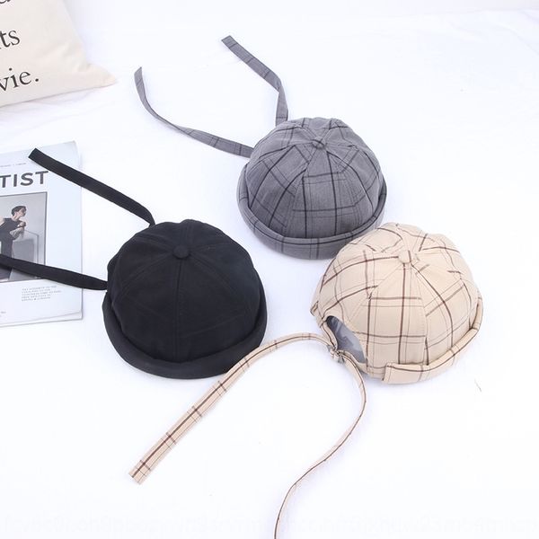 

korean new melon leather beret female cotton long belt melon leather hat personalized baotou landlord hat male beret tide, Blue;gray