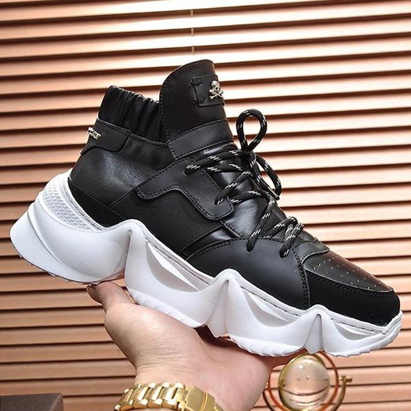 

high sneakers monster 0 .2 mens luxury shoes with origin box vintage lace -up autumn and winter plus size style shoes breathable footwea, Black