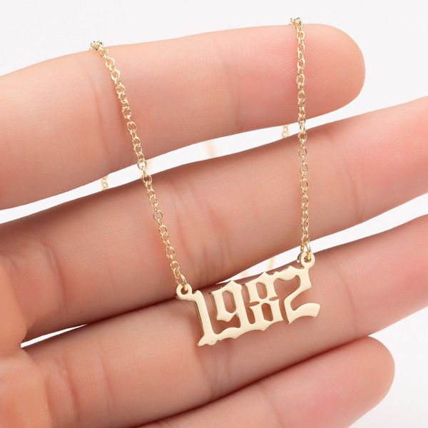

jujie new years custom necklace for women 2020 choker stainless steel necklace chain commemorate number jewelry dropshipping, Silver