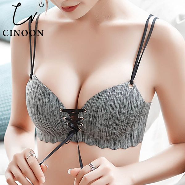 

cinoon super push up bras seamless women's underwear wire female bralette beauty back lingerie ladies brassiere, Red;black