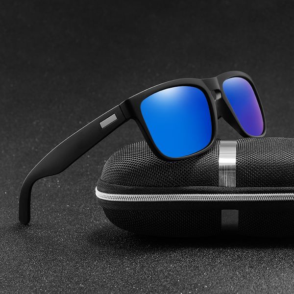 

men sunglasses polarized flat sunglasses 2020 brand designer driving sun glasses male rectangle style oculos, White;black