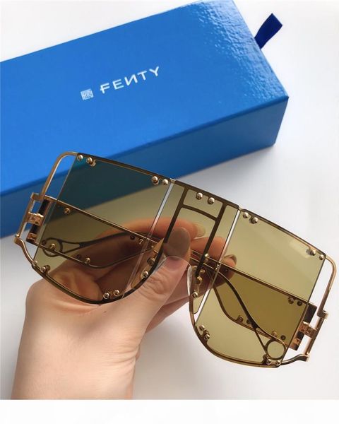

new fashion avant-garde sunglasses fenty special design large frame protection square goggle light color decorative eyewear, White;black