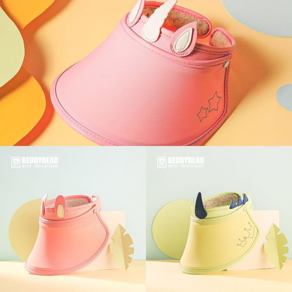 

korean cup bear children's uv protection summer boys and girls baby empty korean cup bear children's sun hat sun hat, Yellow