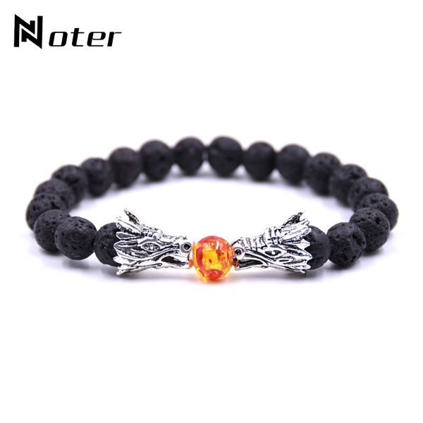 

hiphop rock dragon bracelet for men antique gold silver color strand braslet 8mm lava stone braclet brazalete hombre bileklik, Red;blue
