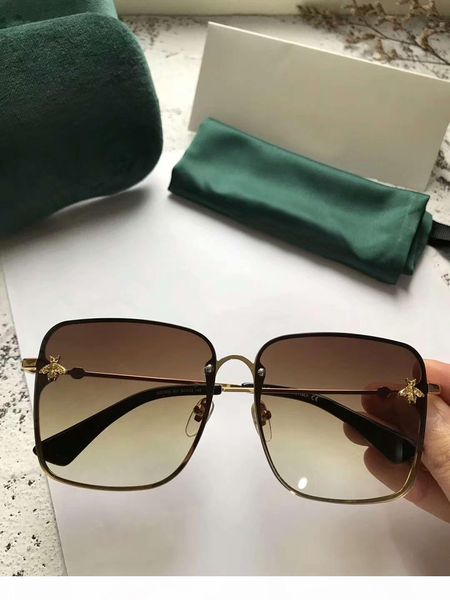 

2200 square sunglasses with bees gold brown lenes 62mm sonnenbrille fashion sunglasses gafa de sol out glasses new with box, White;black