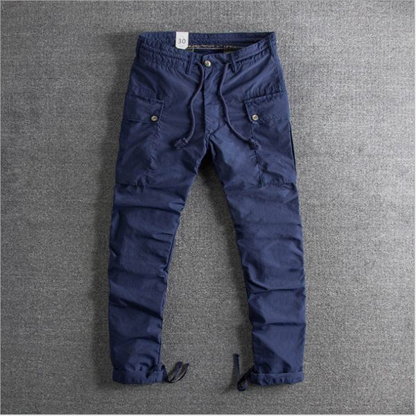 

2020 euro-american rope-pulling and leg-tied trousers foreign trade original single men's overalls and casual trousers, Black