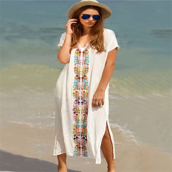 

women's embroidered turkish robe style beach dress beach dress clothes sunscreen clothes holiday blouse sunscreen clothing, Black;red