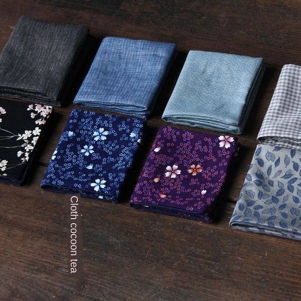 

jcjku 40*11 japanese-style cotton double-layer clean stripe lattice handkerchief square antique handkerchief square towel tea towel tea mat, Blue;white