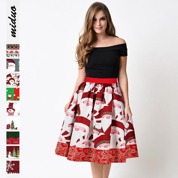 

santa claus digital printed skirt casual fashion unkempt skirt women's style, Black