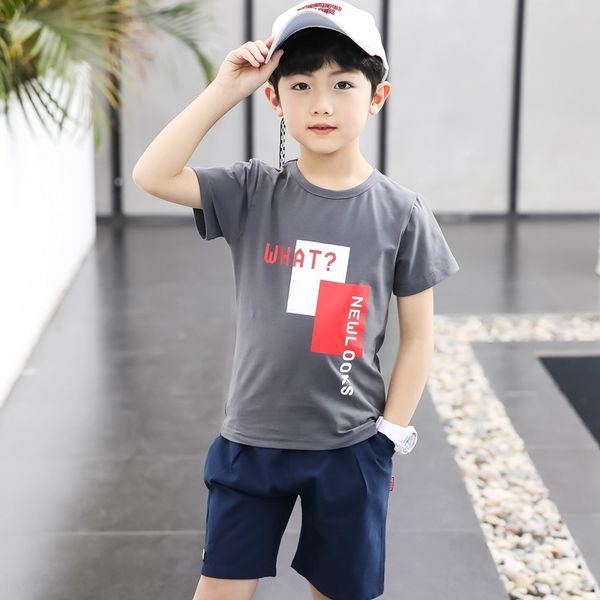 

sibm2 suit shorts clothing 2020 new children's wear boys korean style casual letter short-sleeved shorts two-piece set big children
