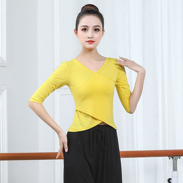 

stage wear latin dance women costume v collar short sleeves practice for female short/long, Black;red