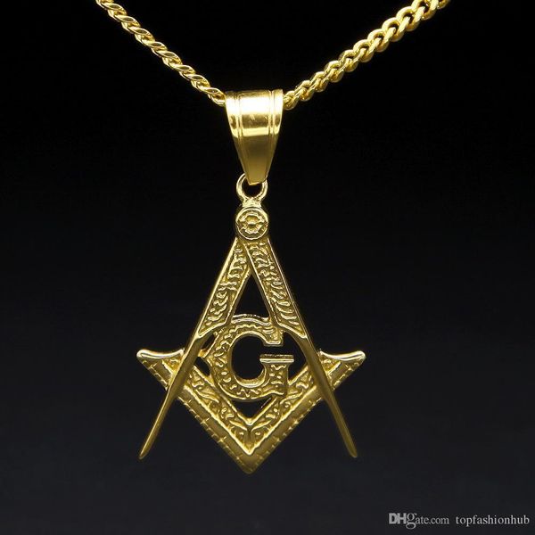 

новое ожерелье выдолбленные ожерелья, масонство кулона, нержавеющая сталь хип-хоп ожерелье, Silver