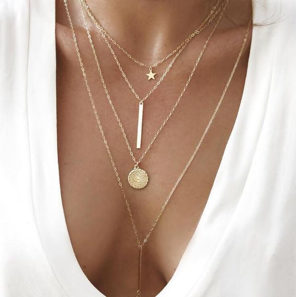 

2021 new fashion choker chain star necklace gold pendant necklace women beach necklace jewelry girlfriend gift, Silver