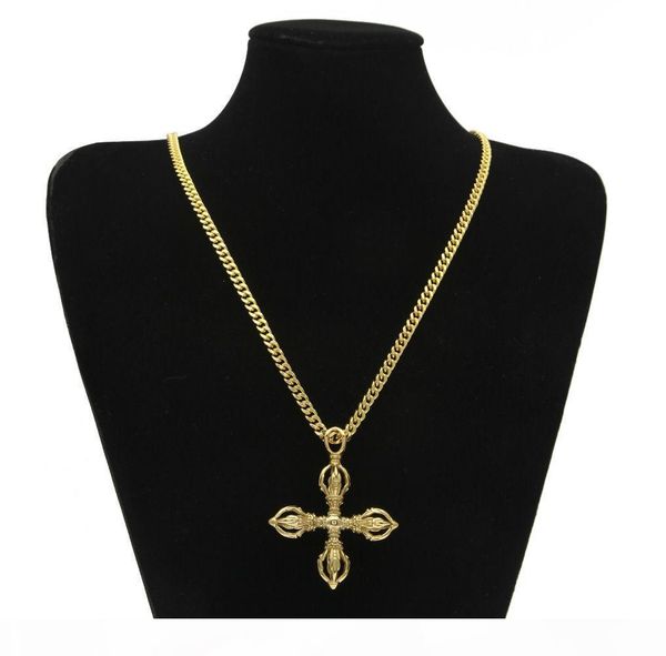 

r gold plated karma -vajra cross pendant vajra necklace indian buddhism jewelry for men women, Silver