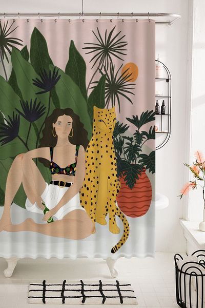 

bathroom sets shower curtain set tropical jungle illustration bathroom shower curtain bathroom waterproof quick-drying nordic partition curt