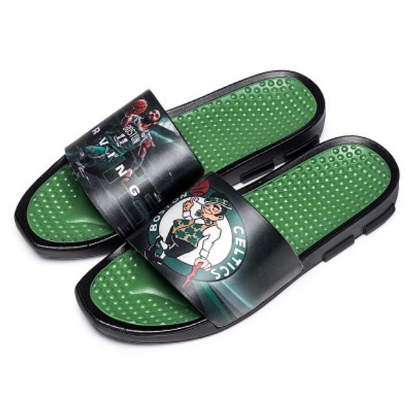 

sports star printing slippers brand men summer rubber sandals beach slide fashion scuffs slippers indoor shoes cs05, Black