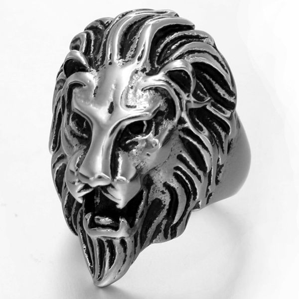 

adomaner stainless steel men black rings retro style domineering lion head ring biker party jewelry drop ship ing, Silver