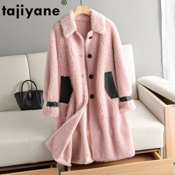 

real шуба 100% шерсть куртки осень зима пальто женщин одежда 2020 корейский урожай sheep shearling tops замша подкладка zt3897, Black