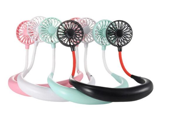 

portable hanging neck sports fan hands usb rechargeable wearable neckband fan 3 level air flow hanging neck fan party favor