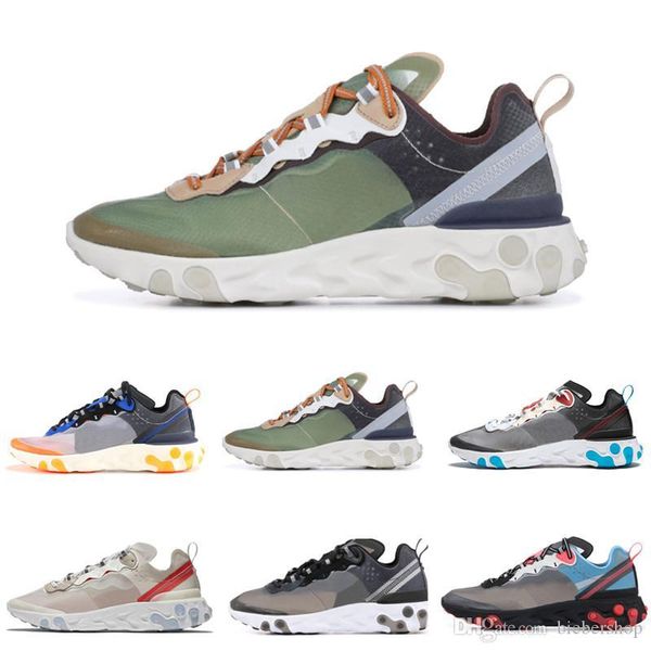 

react element 87 undercover mens shoes sail anthracite thunder blue midnight navy green mist women sports sneakers 36-45 bb, Black