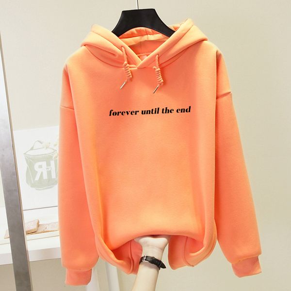 

korean style women's sweatshirt oversized autumn streetwear pullover forever until the end letter print hoodies female pullover, Black