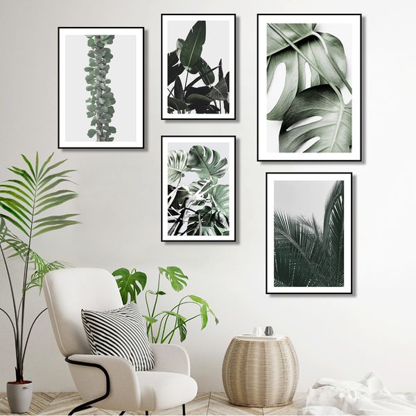 

monstera banana leaf green plant poster nordic style wall art canvas botanical print painting modern home decoration picture
