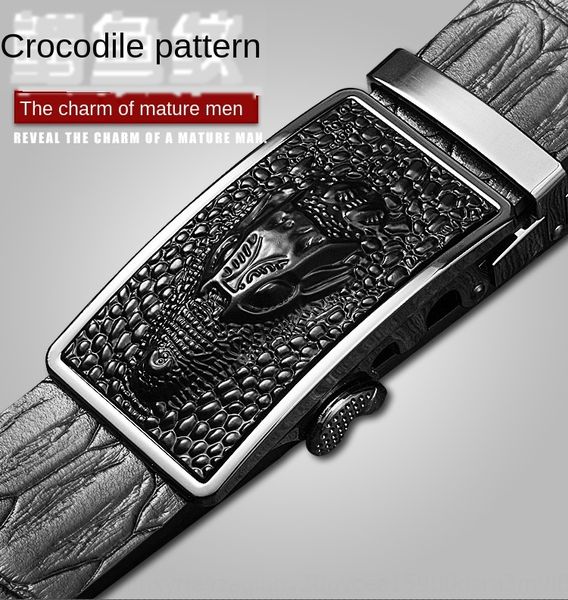 

dikpu new men's crocodile pattern layer cowhide automatic buckle genuine leather new men's crocodile pattern layer cowhide automat, Black;brown
