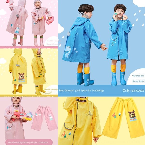 

lemonkid new children's tower velvet bag cloak cloak korean raincoat with schoolbag poncho children's raincoat, Black