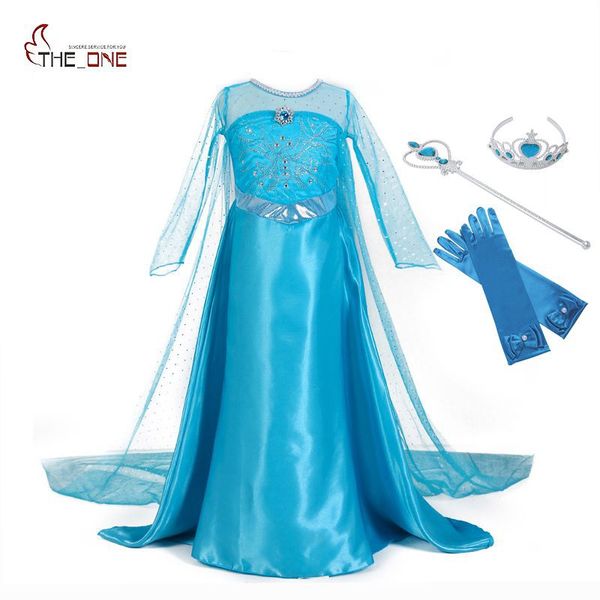 

muababy girls princess dresses kids long sleeve beadings dress up party costume snow queen floor length cosplay supplies, Red;yellow
