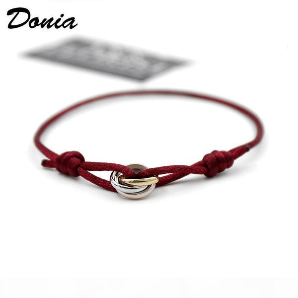 

donia jewelry luxury fashion exaggeration titanium steel three small circles multicolor rope individual geometric pattern party birt, Black