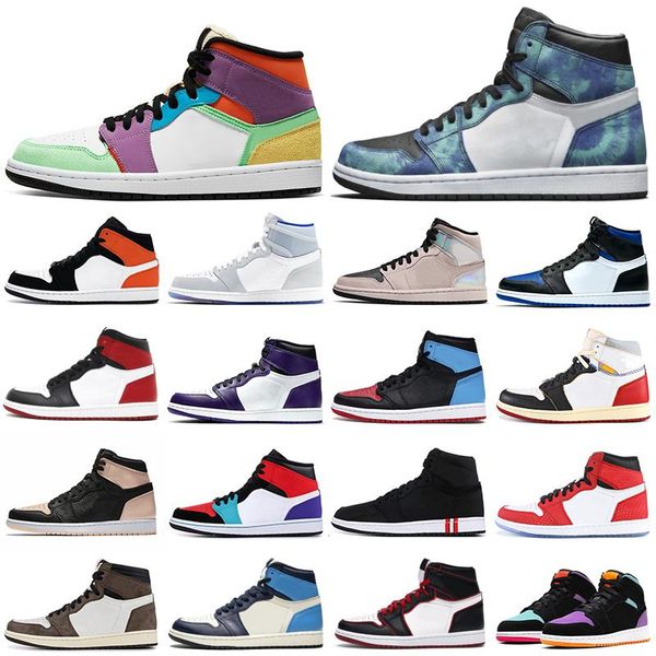 

mens 1s high og basketball shoes jumpman 1 royal toe obsidian unc patent pine green fearless tie dye men women trainers sports sneakers